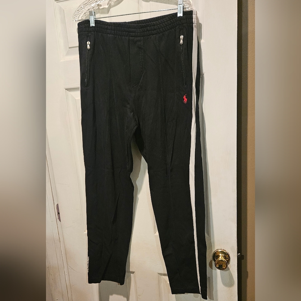 Polo by Ralph Lauren Black Sweatpants with White Side Stripes